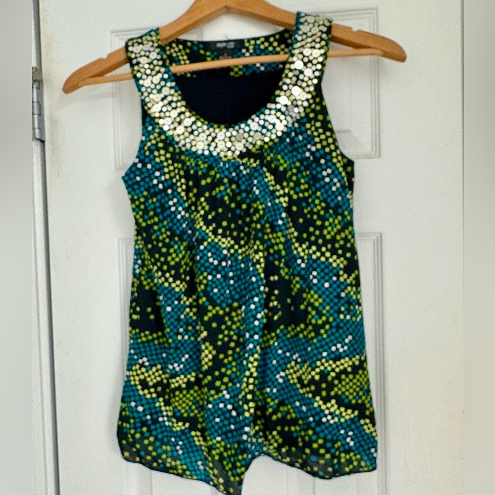 Style & Co. Vibrant Green and Blue Blouse
